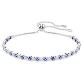 Matrix Tennis bracelet Mixed round cuts, Blue, Rhodium plated